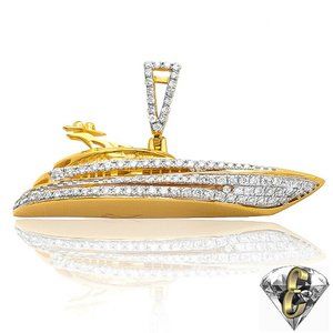 10 Karat Solid Gold, Natural Diamond Yacht Life Pendant .80 Carats